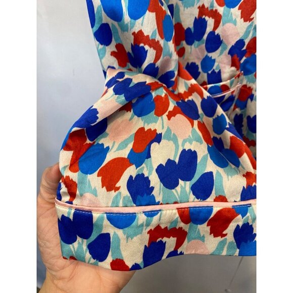 Anthropologie Morgan Lane Size Large Button Front Silk Pajama Top Multicolor - Picture 4 of 7